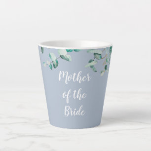 Tasse Latte Personnalisé Mère de mariée Groom Dusty Blue Eucal