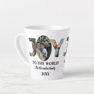 Tasse Latte Personnalisé moderne 3 photo collage joie au monde