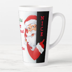 Tasse Latte Personnalisé Naughty & Nice Père Noël