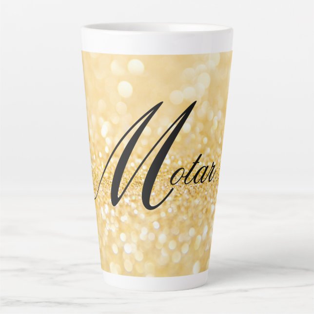 Tasse Latte Personnalisé Votre Nom Style doré (Devant)
