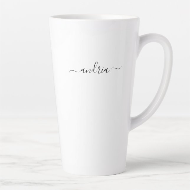 Tasse Latte Personnaliser le nom dans le script noir (Droite)
