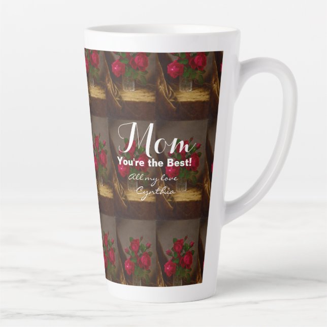 Tasse Latte Personnaliser Red Roses Maman Vous êtes le meilleu (Droite)