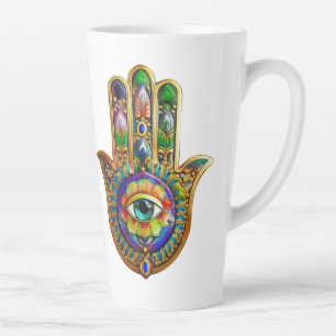 Tasse Latte Pétales de fleurs colorés Turquoise Troisième Œil