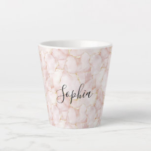 Tasse Latte Pétales de rose florale rose doré blush