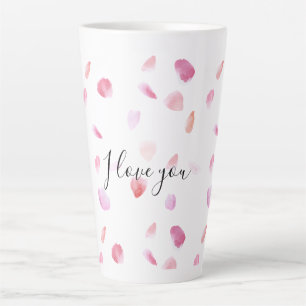 Tasse Latte Pétales de Rose Florales Rose Pêche Romantique