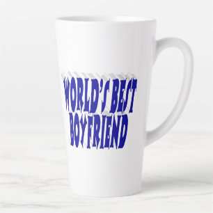 Tasse Latte Petit ami avec texte bleu