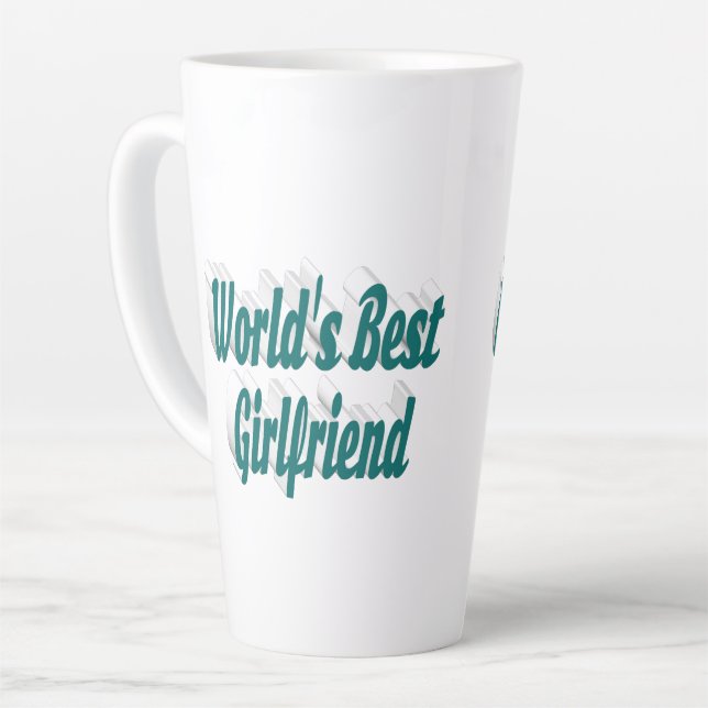 Tasse Latte Petite amie typographie verte (Angle gauche)