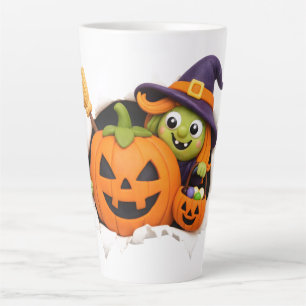 Tasse Latte Petite Sorcière et Citrouille Figurine en Argile