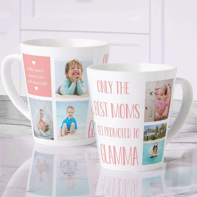 Tasse Latte Petits-enfants Glamma Photo & Nom (Créateur téléchargé)