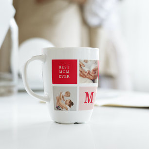 Tasse Latte Photo Collage Moderne & Best Mom Ever Cadeau