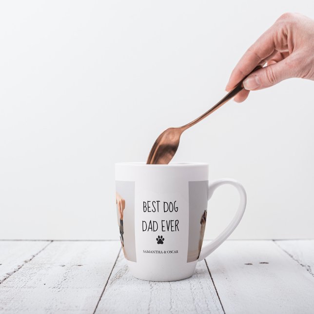 Tasse Latte Photo Collage moderne Meilleur Papa Chien Jamais (Créateur téléchargé)