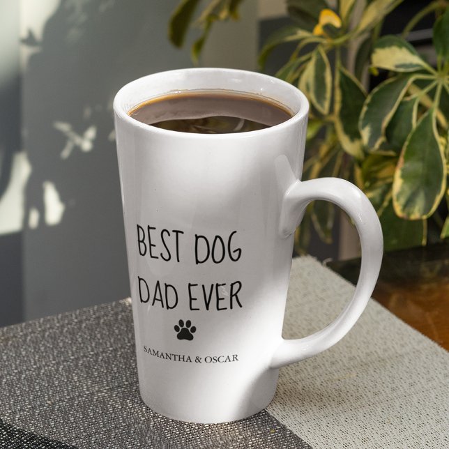 Tasse Latte Photo Collage moderne Meilleur Papa Chien Jamais (Créateur téléchargé)