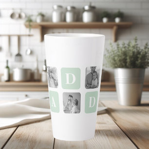 Tasse Latte Photo Collage moderne Mint & Happy FathersDay Cade