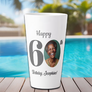 Tasse Latte Photo d'anniversaire 60 ans gras et heureux