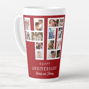 Tasse Latte Photo de 40e anniversaire de mariage Rouge rubis