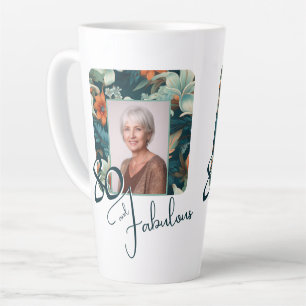Tasse Latte Photo de naissance avec motif floral 80 et fabuleu
