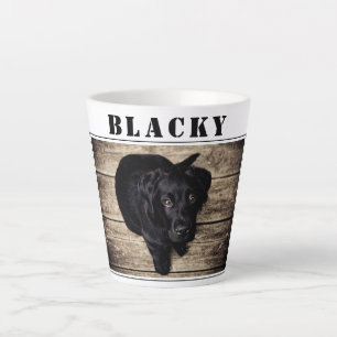 Tasse Latte Photo et nom de chien noir mignon