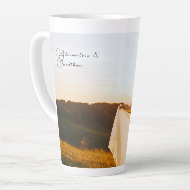 Tasse Latte Photo et texte personnalisés (Angle gauche)