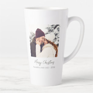 Tasse Latte Photo Joyeux Noël blanc moderne
