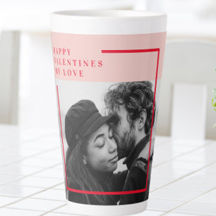 Tasse Latte Photo moderne   Cadeau de Valentines Rouge et Rose