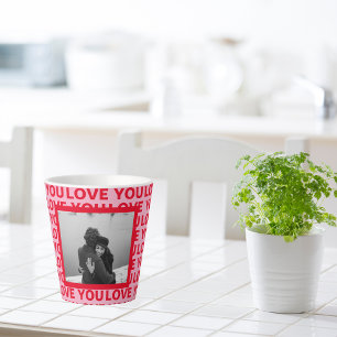 Tasse Latte Photo moderne   Red & Pink Love You Valentines Cad