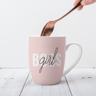 Tasse Latte Phrase moderne Pastel Rose fille Boss Phrase
