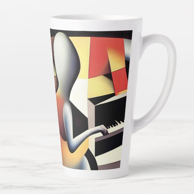 Tasse Latte Piano Player - Art aérographe (Droite)