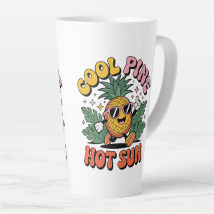 Tasse Latte Pinède Cool Soleil Chaud Vibes Rétro Ananas Été