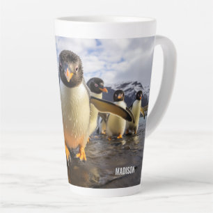 Tasse Latte Pingouins Cool de nom personnalisé