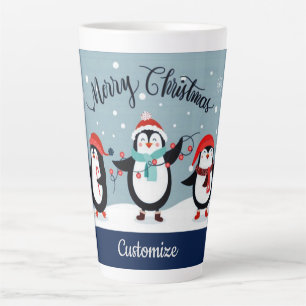 Tasse Latte Pingouins de vacances personnalisés