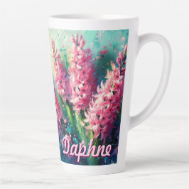 Tasse Latte Pink Hyacinths Hyacinth Floral Personalized