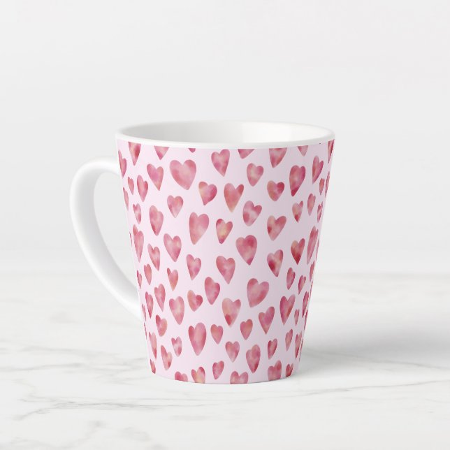 Tasse Latte Pink Love Hearts motif (Angle gauche)