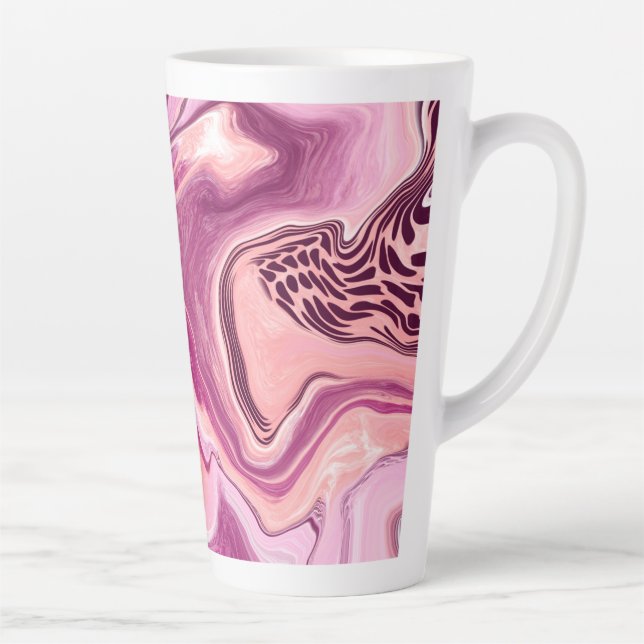Tasse Latte Pink, Magenta et Black Fluid Art Pour Peinture (Droite)