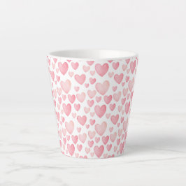 Tasse Latte Pink Watercolor Valentine Hearts 