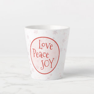Tasse Latte Pink & White Christmas Holiday Love Peace Joie