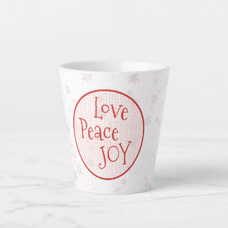 Tasse Latte Pink & White Christmas Holiday Love Peace Joie