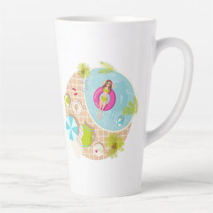 Tasse Latte Piscine fille en bikini plage d'été
