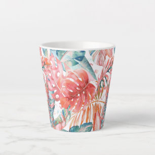 Tasse Latte PixDezines Hawaiian Jungle Turquoise rouille Folia