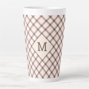 Tasse Latte Plaid Monogramme personnalisé / Motif Tartan