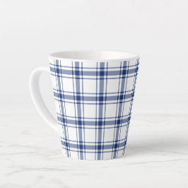 Tasse Latte Plaid Nautique Bleu et Blanc