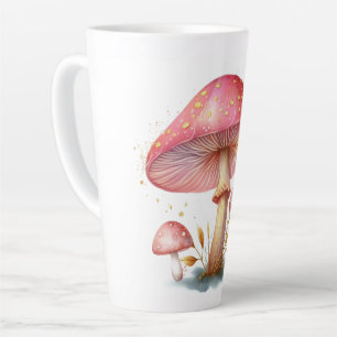 Tasse Latte Plaisir aux champignons roses chatoyants