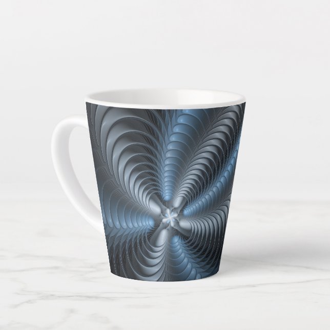 Tasse Latte Plastique bleu gris 3D Fractal Art moderne Abstrai (Angle gauche)