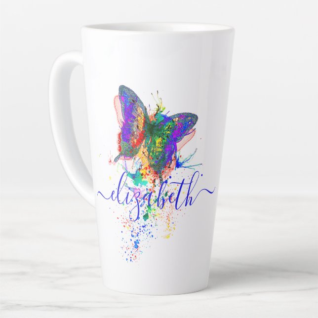 Tasse Latte Plateau papillon personnalisé (Angle gauche)