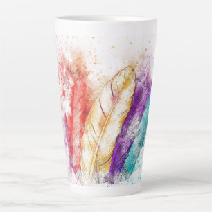 Tasse Latte Plume vibrante colorée Éclaboussure créative stimu