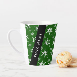 Tasse Latte Pneus blancs, Vert, Votre nom, Personnaliser
