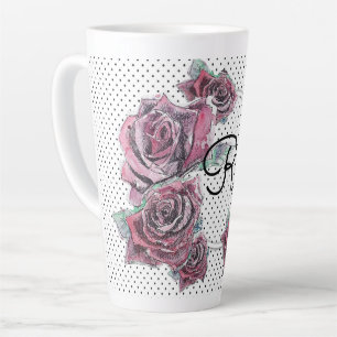 Tasse Latte Pointe d'aquarelle rouge pour femmes latte initial