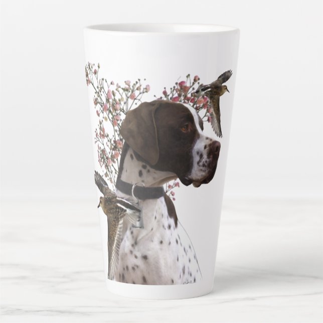 Tasse Latte Pointeur anglais, chasse aux oiseaux (Devant)