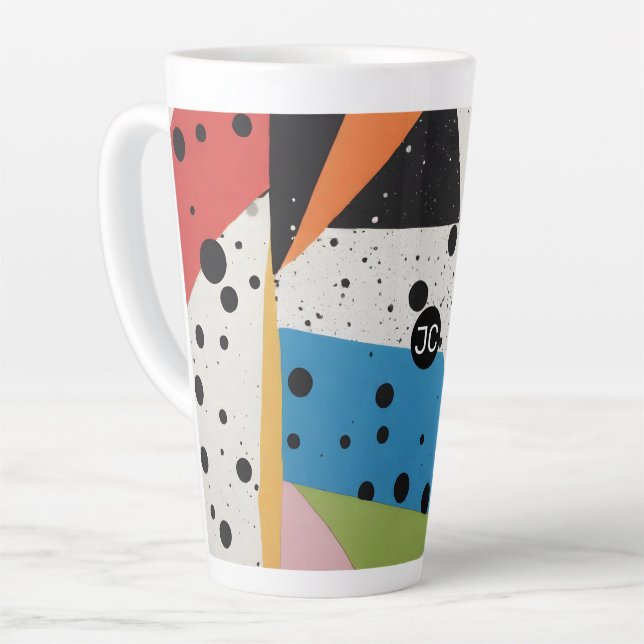 Tasse Latte Points noirs en papier collage (Angle gauche)