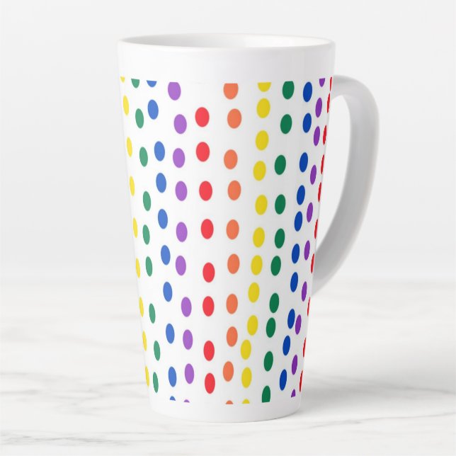 Tasse Latte Points Rainbow Candy en blanc (Angle droit)