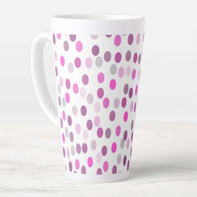 Tasse Latte Pois rose classique sur blanc (Angle gauche)